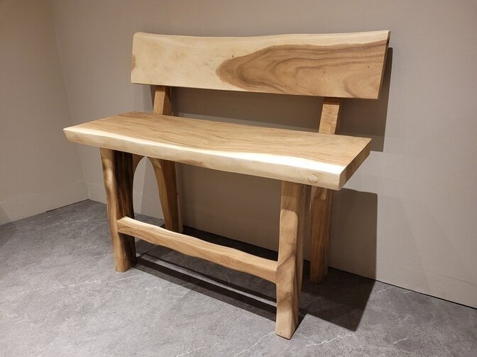 Baumstamm-Bar-Bank mit Rückenlehne 130 cm