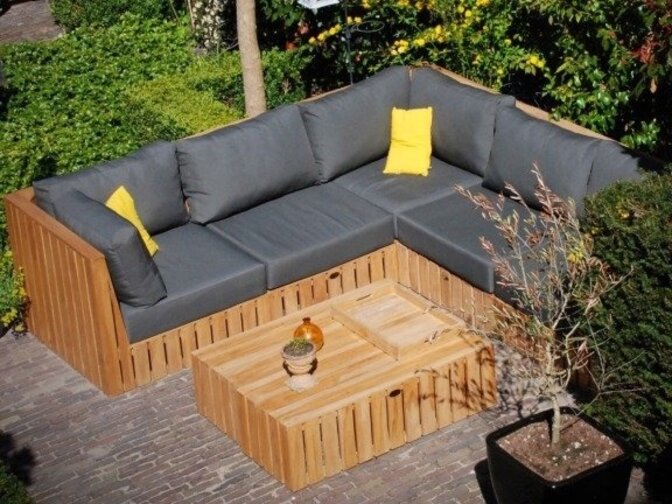 Lounge-Set aus Teakholz Capri 5-teilig mit Tisch