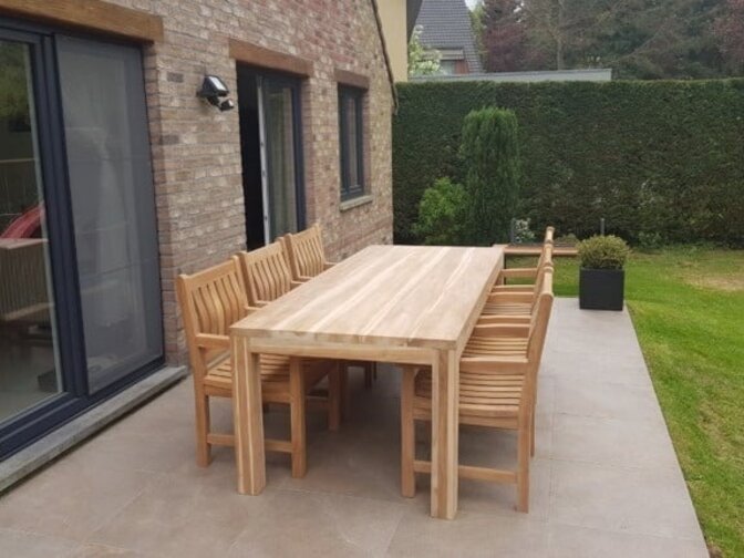 Teak-Gartenset Napoli 240 cm mit Stapelstühlen