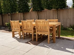 Teak Gartenset Verona 250 mit 6 Stapelstühlen