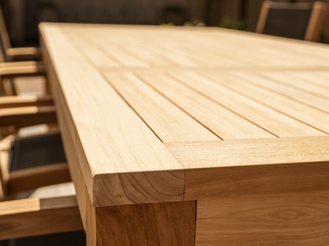 Teak-Gartentisch Verona 300 + 8 Gartenstühle Torino hori