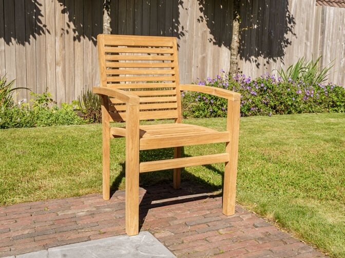 Teak-Gartentisch Verona 300 + 8 Gartenstühle Torino hori