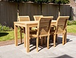 Teak Gartenset Verona 80160 + 4 Stapelstühle + Polster
