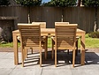 Teak Gartenset Verona 80160 + 4 Stapelstühle + Polster