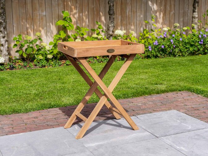 Teak-Tablett 40 x 60 cm auf Ständer