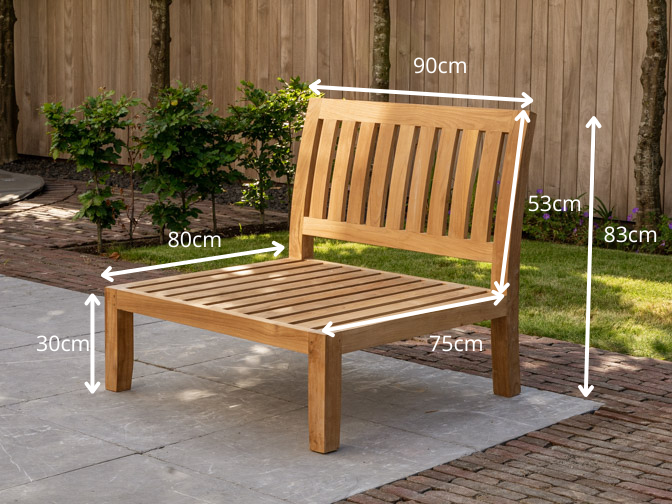 Teak Loungebankmodul New Ibiza 90 cm