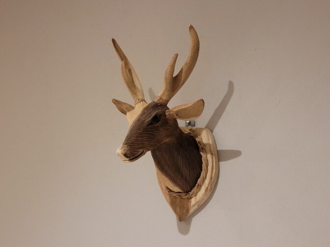Hirschkopf mit Geweih aus Holz XS
