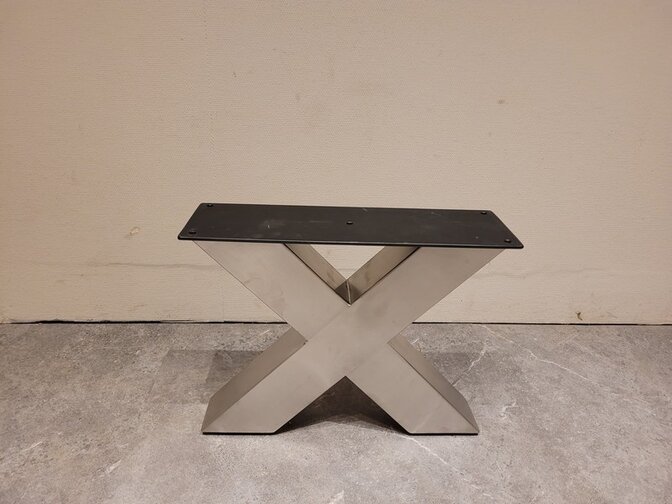 Couchtischgestell X-Form aus Metall – Edelstahl (pro Set)