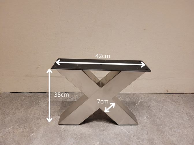 Couchtischgestell X-Form aus Metall – Edelstahl (pro Set)