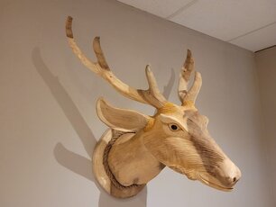 Hirschkopf mit Geweih aus Holz L