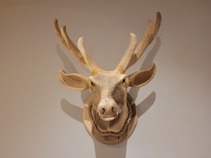 Hirschkopf mit Geweih aus Holz M