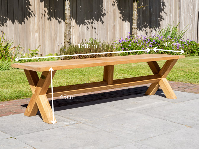 Teak-Picknickbank 45x180 cm