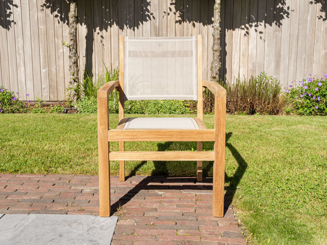 Teak Gartensessel Torino mit Batyline in Taupe