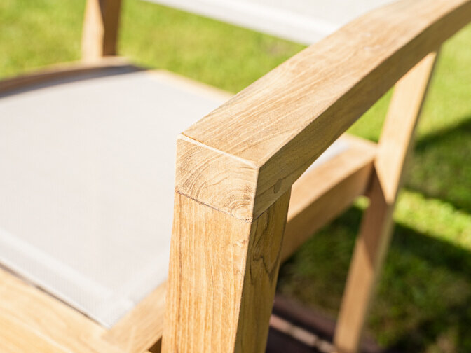Teak Gartensessel Torino mit Batyline in Taupe