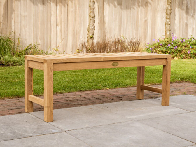 Teak Gartenbank Bergamo 120 cm ohne Rückenlehne