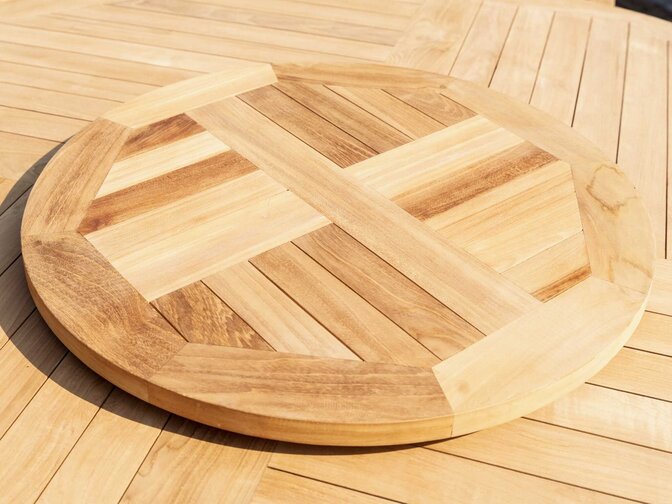 Lazy Suzanne Drehtablett 70 cm – massives Teakholz