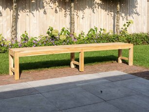 Teak-Parkbank Napoli ohne Rückenlehne 250 cm