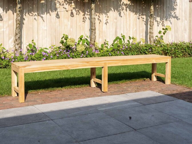 Teak-Parkbank Napoli ohne Rückenlehne 250 cm