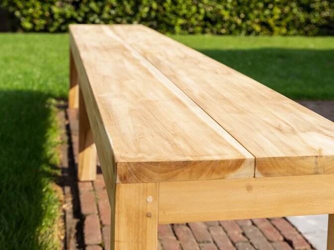 Teak-Parkbank Napoli ohne Rückenlehne 250 cm