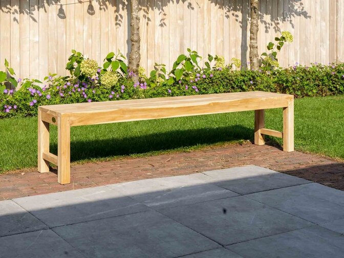 Teak-Parkbank Napoli ohne Rückenlehne 200 cm