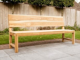 Teak-Parkbank Napoli 200 cm  mit Rückenlehne