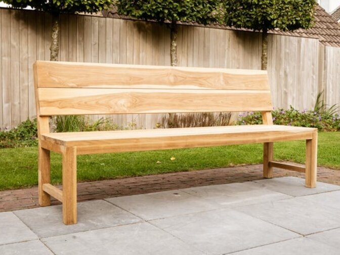 Teak-Parkbank Napoli 200 cm  mit Rückenlehne