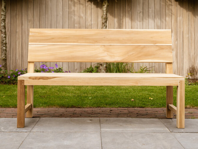 Teak-Parkbank Napoli 150 cm mit Rückenlehne