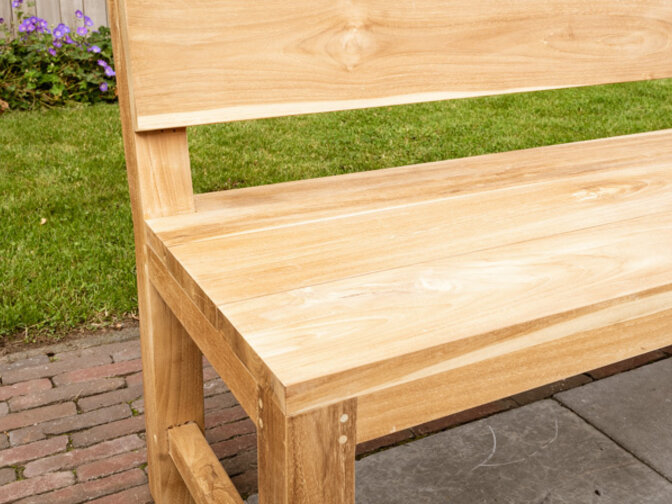 Teak-Parkbank Napoli 150 cm mit Rückenlehne