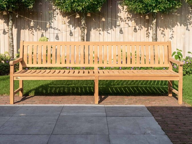 Bergamo Teak-Gartenbank 260 cm mit Rückenlehne