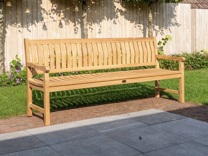 Bergamo Teak-Gartenbank 215 cm mit Rückenlehne