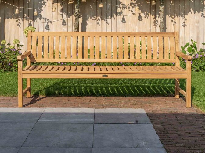 Bergamo Teak-Gartenbank 215 cm mit Rückenlehne