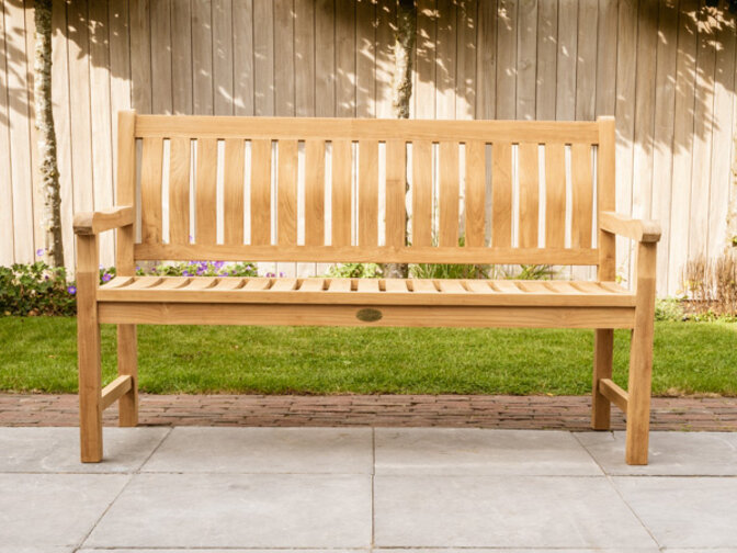 Teak-Gartenbank Bergamo 150 cm mit Rückenlehne