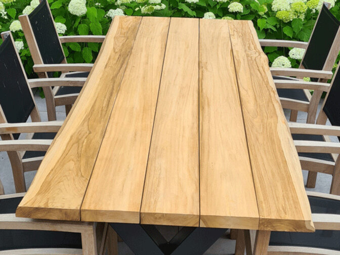 Teak-Baumstamm-Tischplatte für Outdoor  100x280x6cm