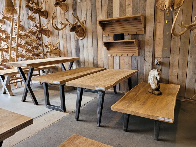 Tischplatte aus Teak-Baumstamm für den Innenbereich 90x200cm