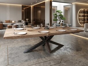 Teak-Baumstamm-Tisch für den Innenbereich 95x240cm