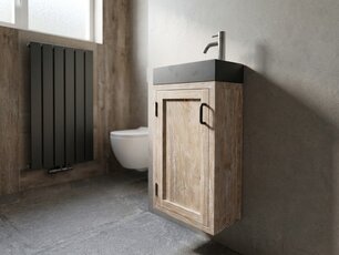 Waschbecken und Unterschrank – Teakholz White Wash