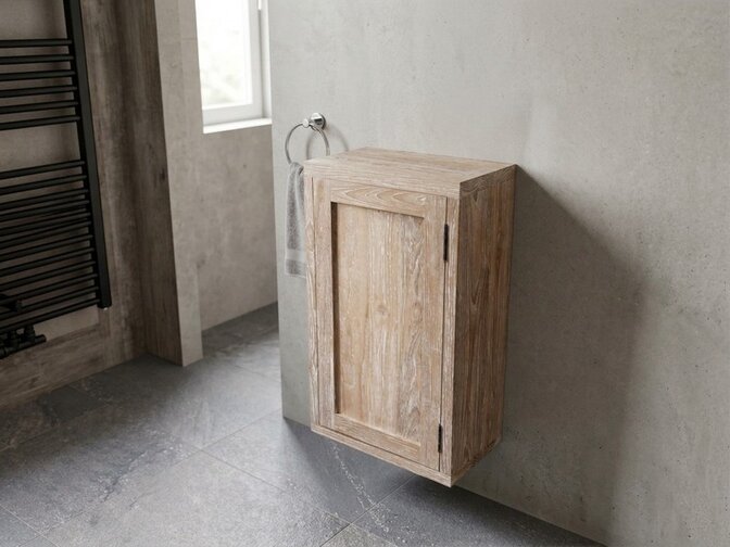 Teak-Waschtischunterschrank 40 x 22 x 71 cm – White Wash