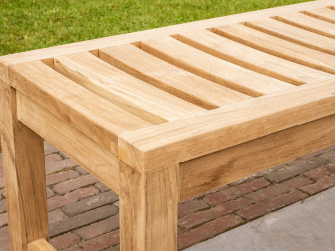 Bergamo 150 cm Teak Gartenbank ohne Rückenlehne