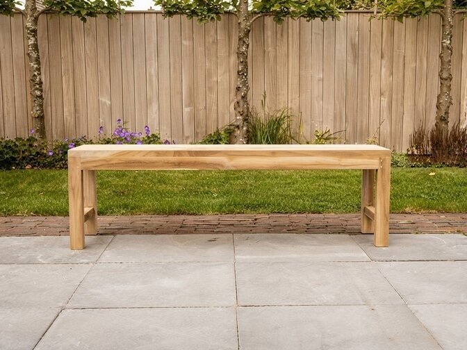 Teak-Parkbank Napoli 150 cm ohne Rückenlehne
