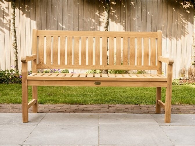 Teak-Gartenbank Bergamo 150 cm mit Rückenlehne