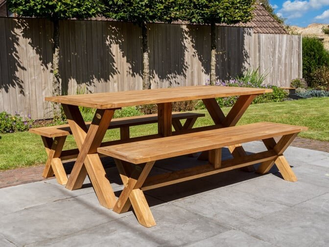 Teak Picknickset 90x180cm - BARI