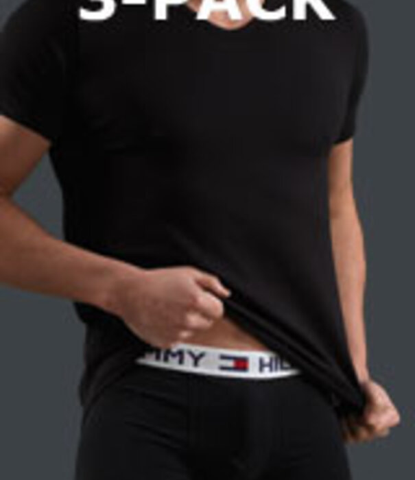 Stretch T-Shirt V-Neck 3-Pack 767 Schwarz