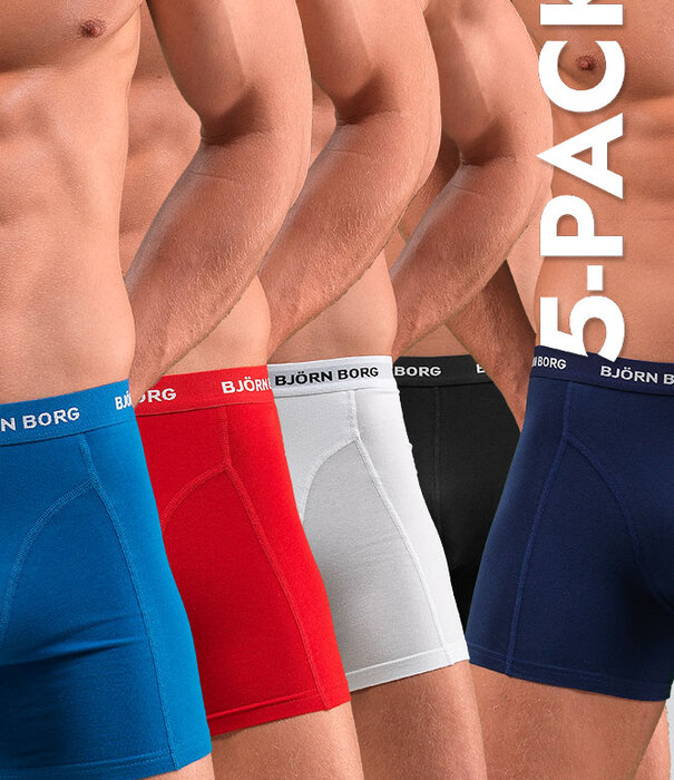 Bjorn Borg Solid Boxershort 5-Pack 1026 Rot/Weiß/Blau