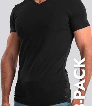 Tommy Hilfiger Premium Essentials V-Neck T-Shirt 3-Pack 767 Black