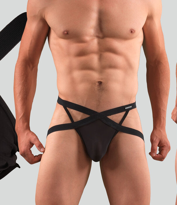 Manstore M101 X-Cut Jock Transparant Zwart (055)