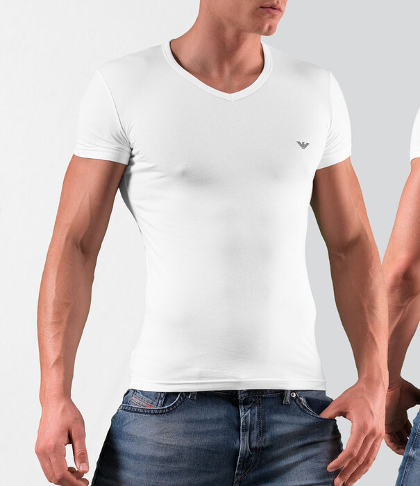 Emporio Armani Big Eagle V-Neck T-Shirt CC735 Wit
