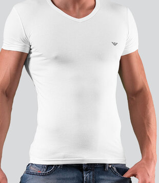 Emporio Armani Big Eagle V-Neck T-Shirt CC735 Weiß