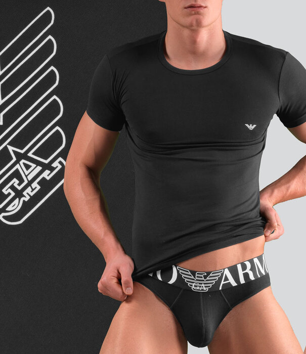 Emporio Armani Big Eagle Crew Neck T-Shirt CC735 Schwarz