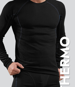 Schiesser Shirt Longsleeve 306 Thermo Light Zwart
