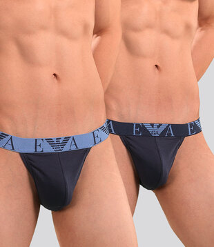 Emporio Armani Jockstrap 2-Pack 3F715 Stretch Cotton Marine